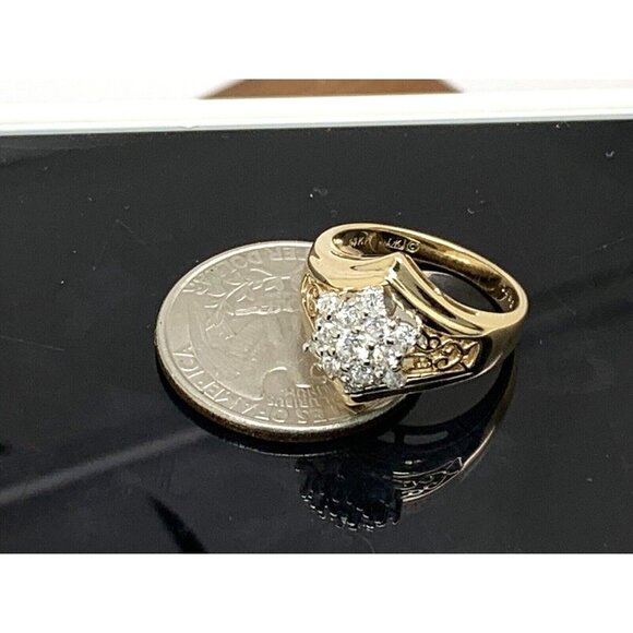 Cocktail Ring Diamond 14k Yellow Gold Cluster 0.35ctw Estate Women's Siz… - Picture 14 of 16